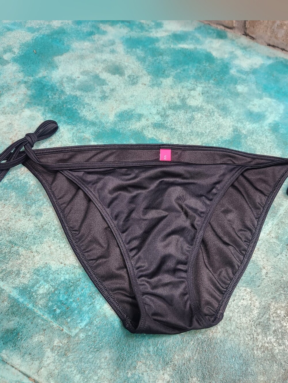 Victoria's Secret Black Tie-Side Bikini Bottom, Med, EUC.
